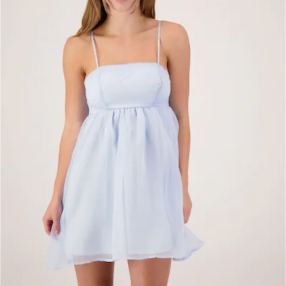 Charmed Hearts Dresses & Skirts - Charmed Hearts Light Blue Shimmer Bow Mini Dress Size Med